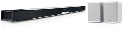 Teufel CINEBAR LUX Surround 5.0 Set - Soundbar mit Kabellosen Aktiv Rear-Speaker, Dolby Audio, W-LAN, Bluetooth, Multiroom, 4K-Pass-Through, Dynamore 3D, HDMI 3D ARC CEC - weiß