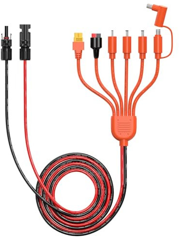Tonton Universal Solar Panel Cable 1.1M(3.6FT), 7 in 1 Solar Cable Connectors with Anderson, XT60,DC7909, DC6530, DC35135, DC5521, DC8020, Compatible with Solar Panels and Portable Power Stations
