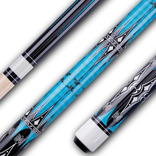 Sinsilvie 58 Pool Queue with 13mm Tip,19 20 oz Billiard Cue,Schwarz oder Weiß,1/2 Maple Queue Sticks Pool Cue,Billard Queue für Männer und Frauen. (Blau 19 oz)