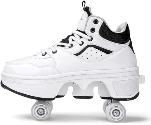 GRFIT Shoes with Wheels, 2-in-1 Multifunctional 4-Wheel Shoes with Roller Skates, Deformation Shoes for Men, Women and Children,35