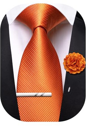 Ailisus Herren Schlank Krawatten Extra lange Gewebte Seiden Krawatten mit Clip Anstecknadel Brosche Formelles Geschäft Hochzeit