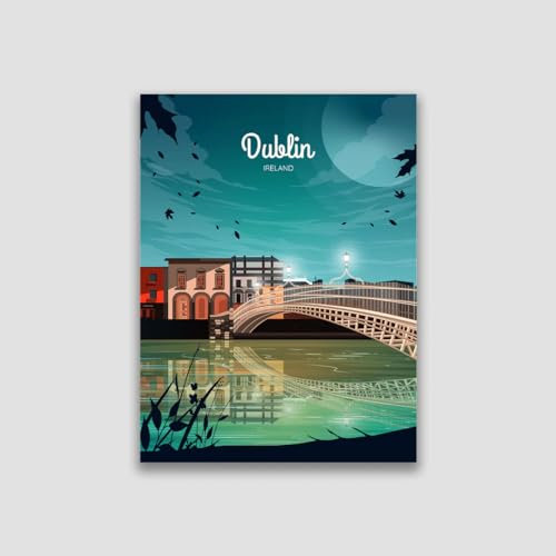 Dublin night city poster A2 (42x59 cm) Full design