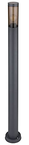 GLOBO Wegeleuchte Pollerleuchte außen Gartenlampen anthrazit IP44, Standleuchte Terrasse Balkon, Edelstahl rauchfarben, 1x E27 Fassung, DxH 12,7x110cm