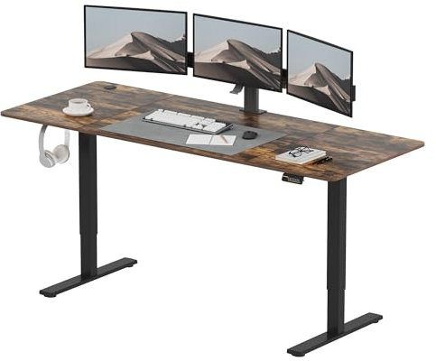 SANODESK Höhenverstellbarer Schreibtisch 200x80 cm, Schreibtisch Höhenverstellbar Elektrisch Ergonomischer Steh-Sitz Tisch Computertisch mit Memory-Funktion(Braun)