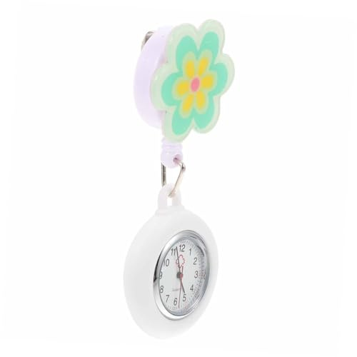 SAFIGLE Teleskop Krankenschwester Taschenuhr aus Quarz mit Clip | Blumenmotiv, Glaszifferblatt und Legierung, Leicht Ablesbar, für Klinikpersonal und Pflegealltag Zufälliger Stil