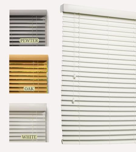 Lister Cartwright 50mm Woodgrain Fauxwood Venetian Blinds Windows Blind Easy Fit Child Safety Included(White, 45 cm Width x 120 cm Drop)