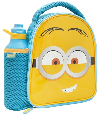Despicable Me Official 4 Minions Kids Lunch Bag with Kids Water Bottle by Polar Gear - Back to School Supplies Minion Bag - 600D Polyester Insulated Kids Lunch Box and 600ml Kids Drinks Bottle