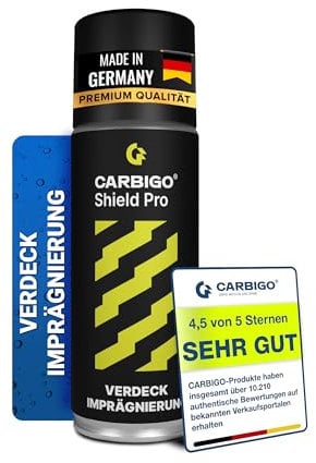 CARBIGO® ShieldPRO Imperméabilisant 400ml | Imprégnation Capote Cabriolé étanche | Spray Imperméabilisant Textile, Cuir, Chaussures | Protection Universelle, Imprégnation Tissu, Spray Waterproof