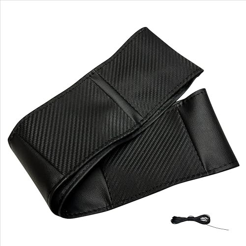 Xkeribom Lenkradbezug zum Schnüren Lenkradhülle Leder 37-38 cm 12 Uhr Markierung Carbon Schwarz Sport