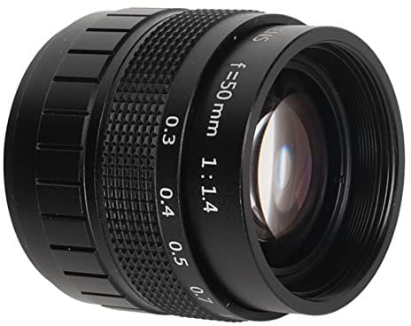 50mm F1.4 Manual Focus Prime Lens, 2/3inch Large Aperture Fixed Manual Focus Lens Focus Lens, Professional Manual Adjustment HD Lens for Industrial Video Microscope Cameras