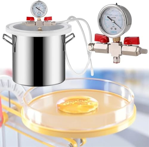 GYQSSD Große Epoxid-Vakuumkammer 2/3/5,5/6/9/13/19/20/26 Gallonen Edelstahl-Vakuumkammer-Entgasungs-Kältemittel-Kit Mit Acryldeckel Für Gipsentgasung, Holzstabilisierung,12L/3Gal