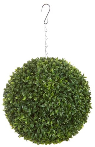 Best Artificial 23cm Green Olive Grass Hanging Basket Topiary Ball - Suitable for Outdoor Use - Weather & Fade Resistant