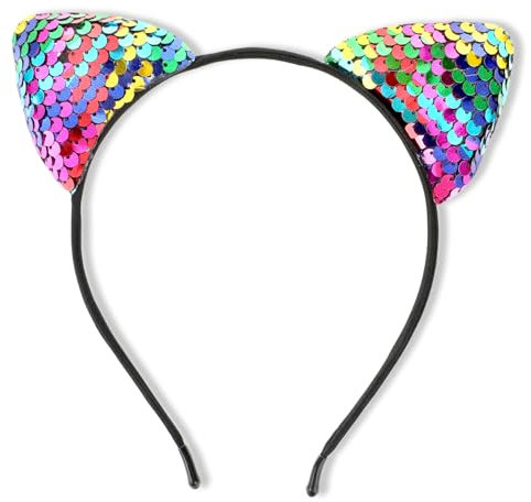 Serre-tête avec oreilles de chat, à paillettes, oreilles de chat, serre-tête à paillettes, oreilles de chat, serre-tête pour filles, serre-tête de chat, serre-tête pour enfants, femmes et filles, à