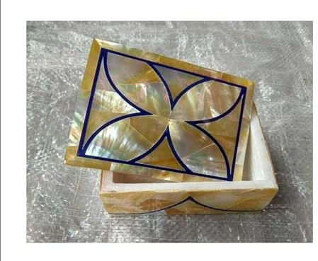 25,4 x 20,3 cm rechteckige Marmor-Schmuckschatulle mit edlem Look, glänzender Edelstein, zufällige Arbeit Armreif-Box