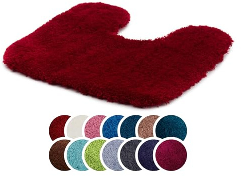 liebling Badteppich mit Ausschnitt 50x45cm, rutschfest, Bordeaux, Superior | 100% Polyester (Mikrofaser), Weiche Badmatte 50 x 45, Badvorleger, Anti-Rutsch, Fußbodenheizung geeignet, Waschbar 30 Grad
