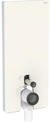 Geberit Monolith PLUS Sanitärmodul für Stand-WC, 114cm, Wasseranschluss hinten mittig, mit Anschlussbogen, 131.233.JL.7, Farbe: Glas sand-grau