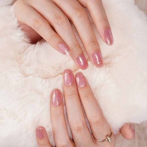 DANNI & TONI 28Pcs Semi Cured Gel Nail Wraps,Soft Self-Adhesive Gel Nail Stickers(Royal Charm),UV/LED Lamp Required Salon-Quality Gel Nail Polish Strips Manicure Stickers Set,Easy Apply & Remove