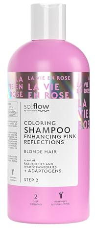 Haarwärmer Tönungsshampoo Blond, Stärkung der Farbtöne Rot, Mit Baobab-Extrakt Und Adaptogenen - Intensive Reflexionen Rosa, Feuchtigkeitsspendend Und Glanz