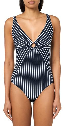 Tommy Hilfiger Damen One Piece Keyhole Ring Detail Swimsuit Badeanzug, Sky Captain Multi, S