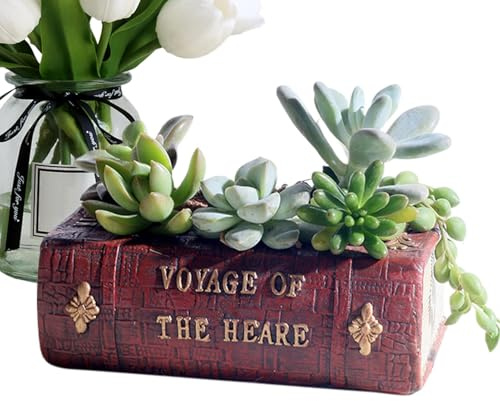 Reading Book Planter- Book Vase Planter, Planter Decor | Artistic Book Shaped Indoor Planter, Retro Book Vase, Elegant Garden Display Decor, Decorative Flower Pot for Home Offiice Garden
