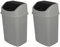 Jolie Max Set of 2 35L Large Swing Top Kitchen Bins – Durable Plastic Dustbins with Flip Top Lid, Easy to Clean, Ideal for Home & Office Waste Management. (GREY & BLACK LID)