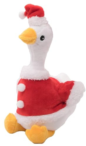 Mislaxy Gans Kuscheltier Weihnachtsgans Plüsch Gans mit Weihnachtshut Stofftier Gänse Weiß Gans Plüschtier 25cm Kawaii Geschenk Weihnachten Geburtstag