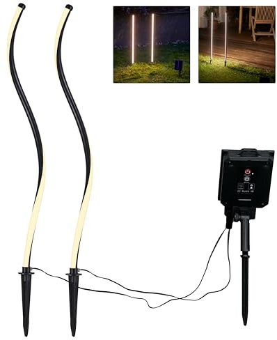 Northpoint LED Gartenstecker 2er-Set Solarlampen für außen, Gartenbeleuchtung Solar Dekorationslicht warmweißes Licht wetterfest Dämmerungssensor (Twisted)