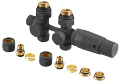 Colcolo Vanne de radiateur thermostatique vanne de radiateur intégrée en cuivre pratique Installation facile mitigeur thermostatique pour baignoire RV, Noir