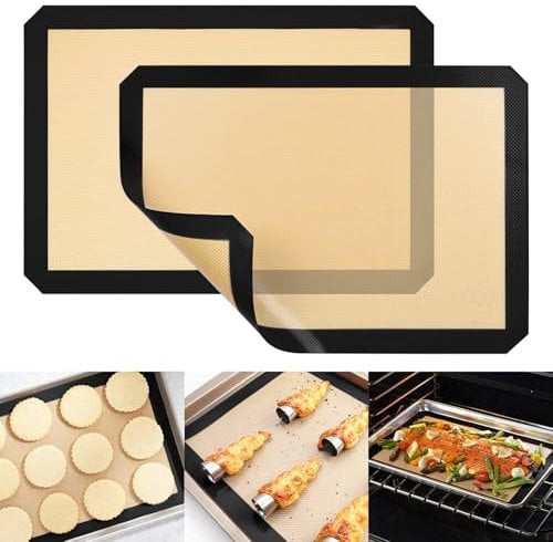 Silicone Baking Mat,Extra Large Reusable Baking Mat, Non-Stick, Food Safe Silicone Mats for Baking, Oven Baking Sheet for Making Cookies, Macaroons, Bread (Black, 30 * 20cm)