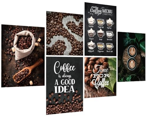 6er Set Wandtattoo Kaffee - Wandtattoo kaffee rezepte Selbstklebend - Coffee is always A GOOD IDEA - Wandaufkleber Wandbild für Deko Restaurant Küche Flur Wohnzimmer Schlafzimmer Wohnzimmer(K1)