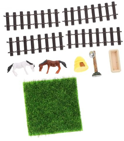 DECHOUS 1 Set Puppenhaus Rennbahn Babypuppen Miniatur Gras Realistisches Pferdestall Kleiner Pferdestall Puppenhaus Stall Mini Stallmodell Hobby Modell Pferdestall