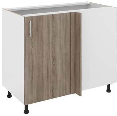 haaus Eckunterschrank Karo, Eiche dunkel Sonoma/weiß, 98 x 50 x 80 cm