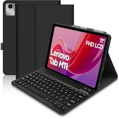 XOKUWU for Lenovo Tab M11 Case with Keyboard 11 inch 2024, Detachable Bluetooth [UK layout] Keyboard Case for Lenovo Tab M11 11 inch (TB330FU/TB330XU), Black