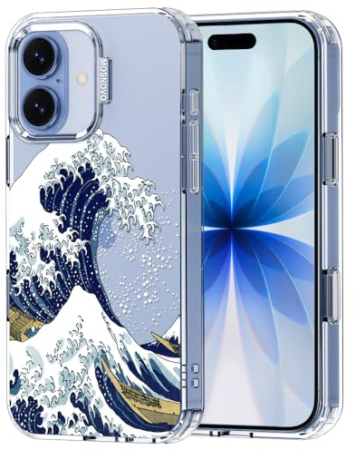 MOSNOVO for iPhone 17 Case | Military Grade 6.6ft Drop Tested | Camera Control | Clear with Great Wave Design