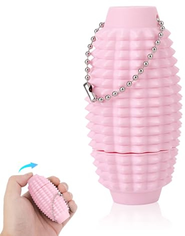 Porte-clés Spiky Grippie Fidget, Jouet Sensoriel Anti-Douleur pour Adultes Enfants Adolescents à Pointes Dures de Poche Rotatif Porte-Clés pour la Concentration et Le TDAH (Rose)