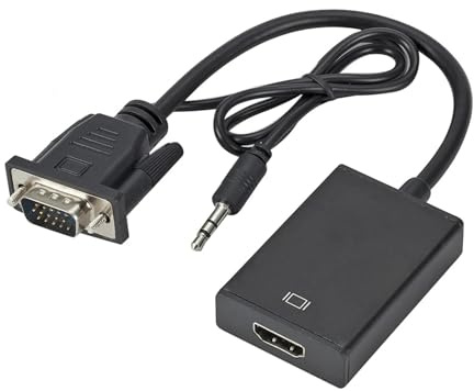 WIKRQIHL Adaptador VGA a HD 1080P con Cable de Audio de 3,5 mm for PC, proyector, PS4, portátil a HDTV, convertidor de vídeo y Audio.