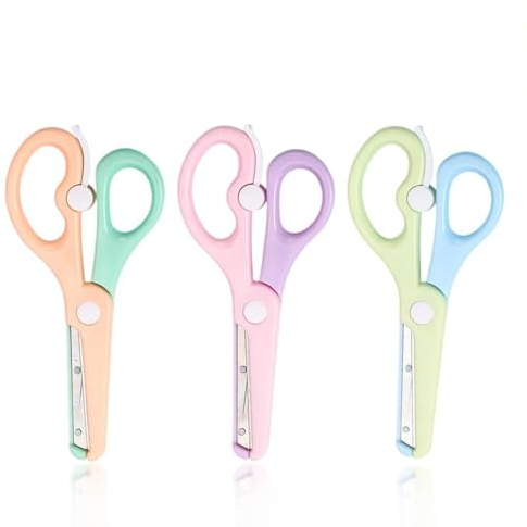 MUNZE 3Pcs Kinder Sicherheit Schere Sicherheitsschere | Kinderschere,Papierschere Bastelschere Vorschule Kita Kindergarten Schere Anfängerschere,Kunststoffklinge,Diy Handwerk,Für Ab 2 Jahren.