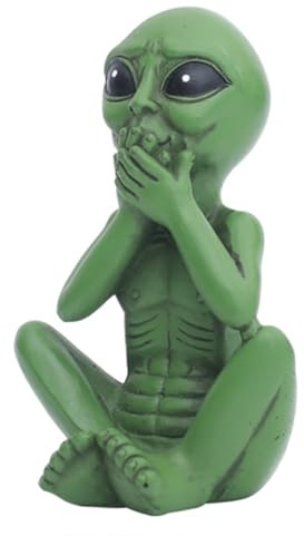 VILLCASE Außerirdische Gartenskulptur aus Grünem Kunstharz Wetterfeste und Sonnengeschützte Lustige Alienfigur als Kreative Gartendekoration für Garten und Hochzeiten