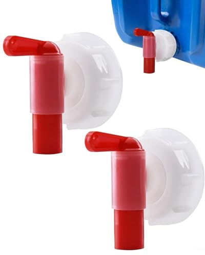 HUVZOR 2 pièces robinets de dosage DIN61 - Robinet d'écoulement/robinet doseur pour bidon de 15 à 60 litres - Bidon blanc/rouge (filetage DIN 61)