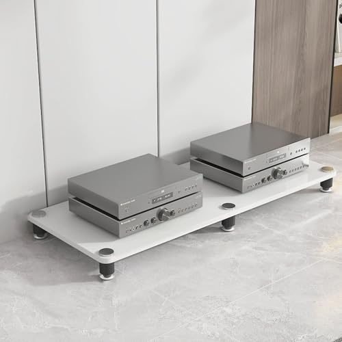 HOLGVE AV Media Stand, Audio Rack Corner Component Cabinet, Open Storage Shelf, Power Amplifier Shelf Equipment, TV Printer Storage Stand, for Home, Office(White,1 tier 5CM/1.9in)