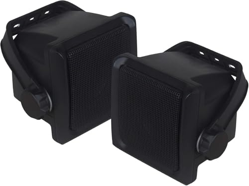 Excalibur Marine X22.2U Black Boat Speakers 2-Way Housing - Waterproof Speakers Surface 80 Watt - Universal Water Resistant Audio Kit for Camper Vans, Swimming Pools, Terrace and Outdoor