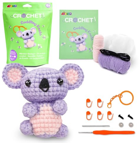Avenir 6301976 Häkelset Koala Anhänger, Bastelset für Kinder ab 8 Jahren | Kreativset, Häkeln lernen