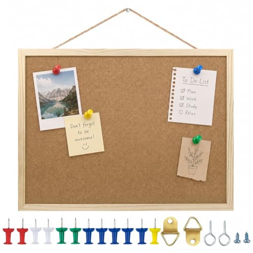 1 Stück Pinnwand Korktafel, Ideal für Büro, Zuhause, Schule, Vision Boards, Memoboard, mit Holzrahmen, 30x40 cm, Cork Board, Hochwertige Korkwand Pinnwand aus der, Trocken Abwischbar