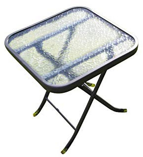 Table d'appoint de Jardin Pliante avec Cadre en métal et Dessus de Verre