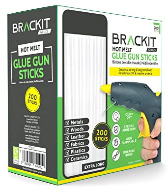 brackit 200 Pack Extra Long Hot Glue Sticks, 7mm x 150mm - Bulk Pack Non-Toxic for Gun Refill Craft DIY - One Size Fits Most