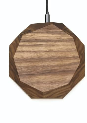 Wireless charger QI charging pad inductive, wooden wireless charging station X/Xs Max, S8/S9/Note10 (Walnut wood)