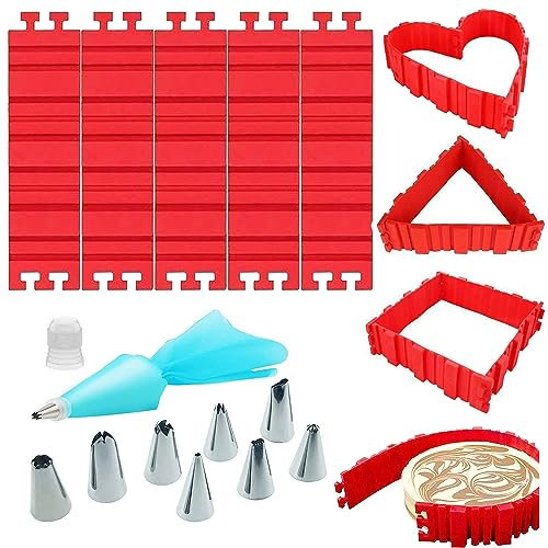 Woohome 15 Stück Silikon Backform Set - Teiliges Spritztüllen Set für DIY Ihre Kuchen Jede Form, Dekorieren Fondant Cupcakes Cookies Gebäck Tools