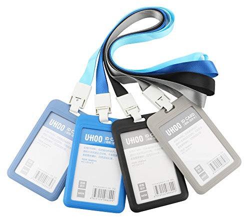 GTIWUNG 4 Stück ID-Kartenhalter, Ausweishülle mit Band, ID Abzeichen Halter, Ausweis-Set für Geschäftsereignisse, Arbeit, Ausstellungen, Veranstaltungen, Büro und Schulbedarf (4 Farben)