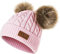 Yixda Baby Kids Winter Mütze Mädchen Jungen Warm Fellbommel Beanie Hüte (Rosa)