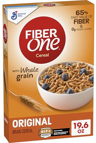 Fiber One Cereal, Original Bran, High Fiber Cereal Made with Whole Grain, 19.6 oz